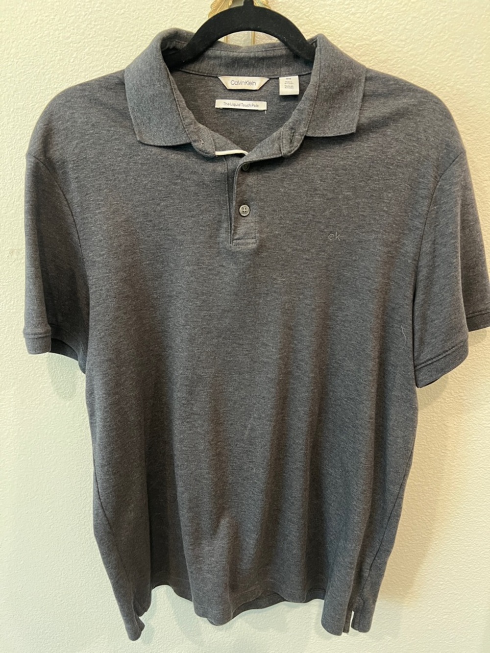 Calvin Klein Heather Charcoal Short-Sleeve Polo